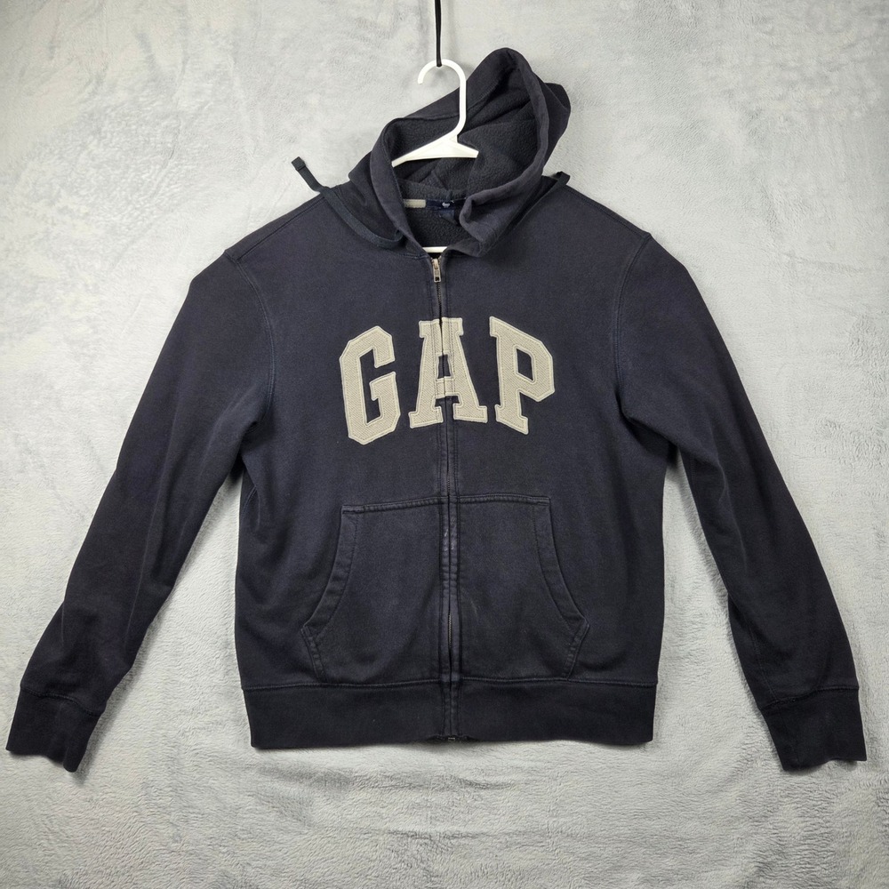 Gap Full Zip Hoodie Women Small Navy Blue Excellent Logo Fleece Sweatshirt